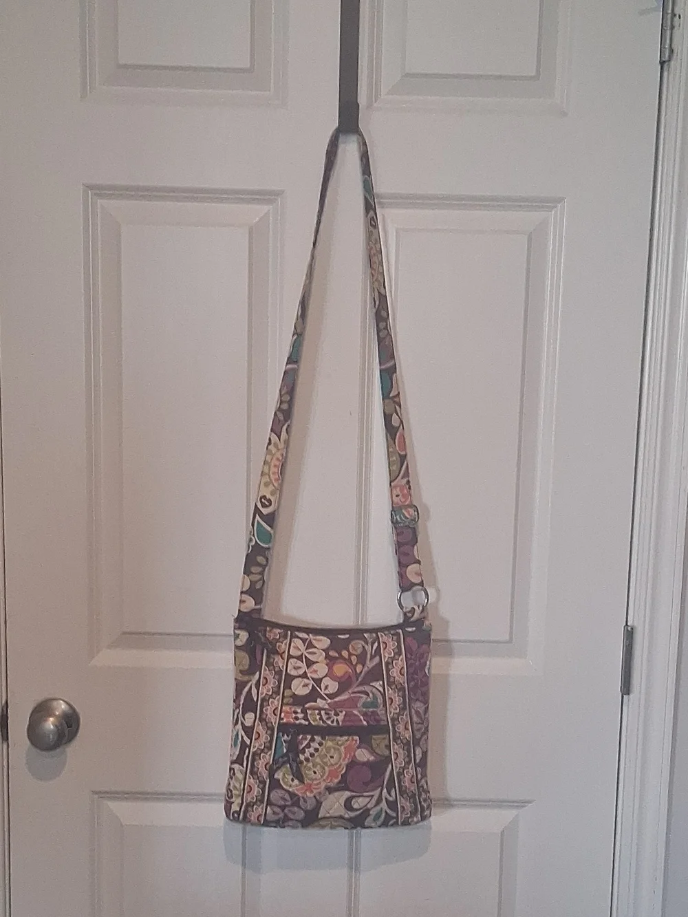 Vera Bradley Plum Floral Quilted Shoulder Bag with Teal & Olive Accents